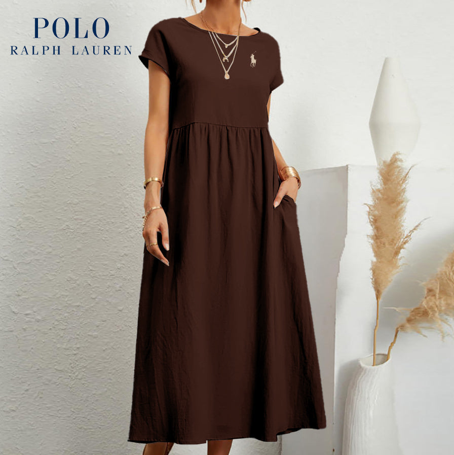 Ralph Lauren "Coastal Ease" Dress – Linen & Cotton, Pleated Finish