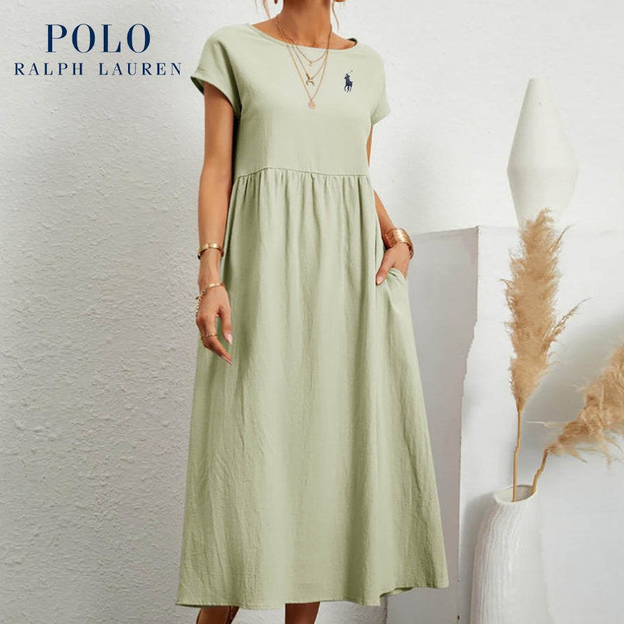 Ralph Lauren "Coastal Ease" Dress – Linen & Cotton, Pleated Finish