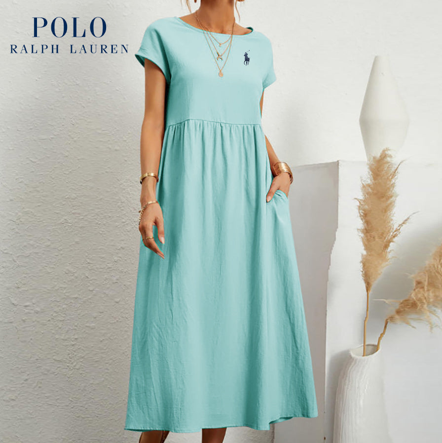 Ralph Lauren "Coastal Ease" Dress – Linen & Cotton, Pleated Finish