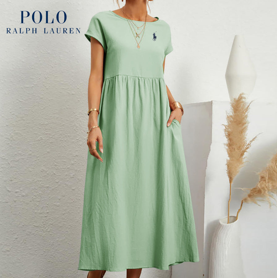 Ralph Lauren "Coastal Ease" Dress – Linen & Cotton, Pleated Finish