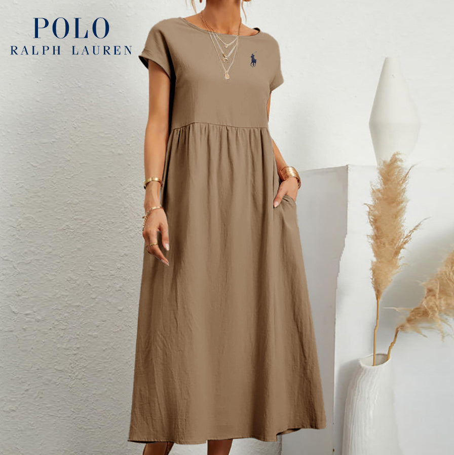 Ralph Lauren "Coastal Ease" Dress – Linen & Cotton, Pleated Finish