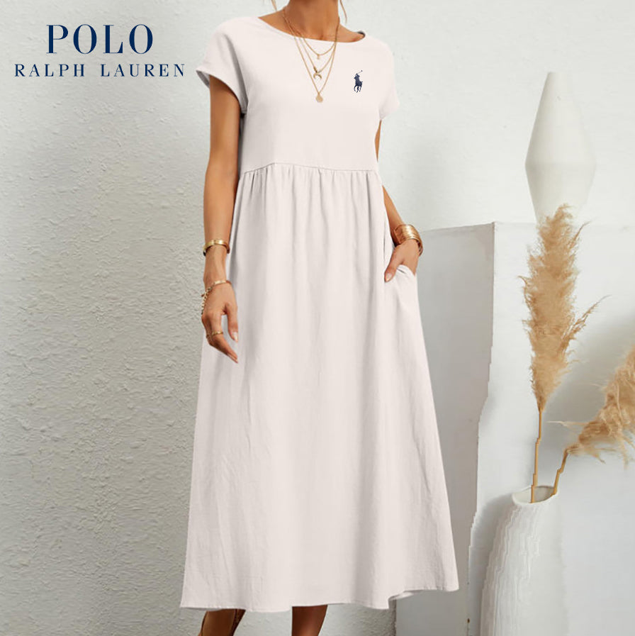 Ralph Lauren "Coastal Ease" Dress – Linen & Cotton, Pleated Finish