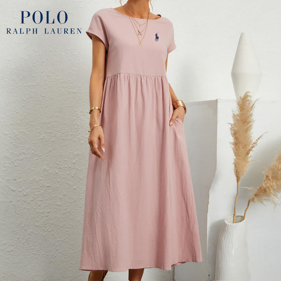 Ralph Lauren "Coastal Ease" Dress – Linen & Cotton, Pleated Finish