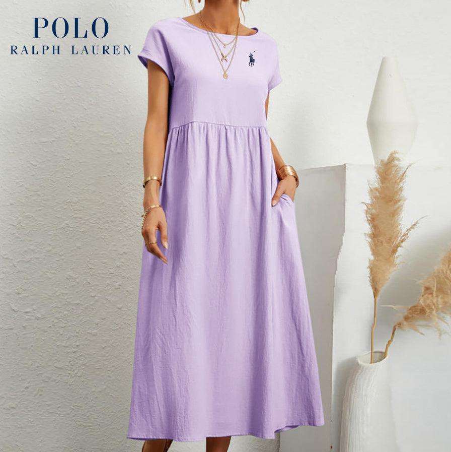 Ralph Lauren "Coastal Ease" Dress – Linen & Cotton, Pleated Finish