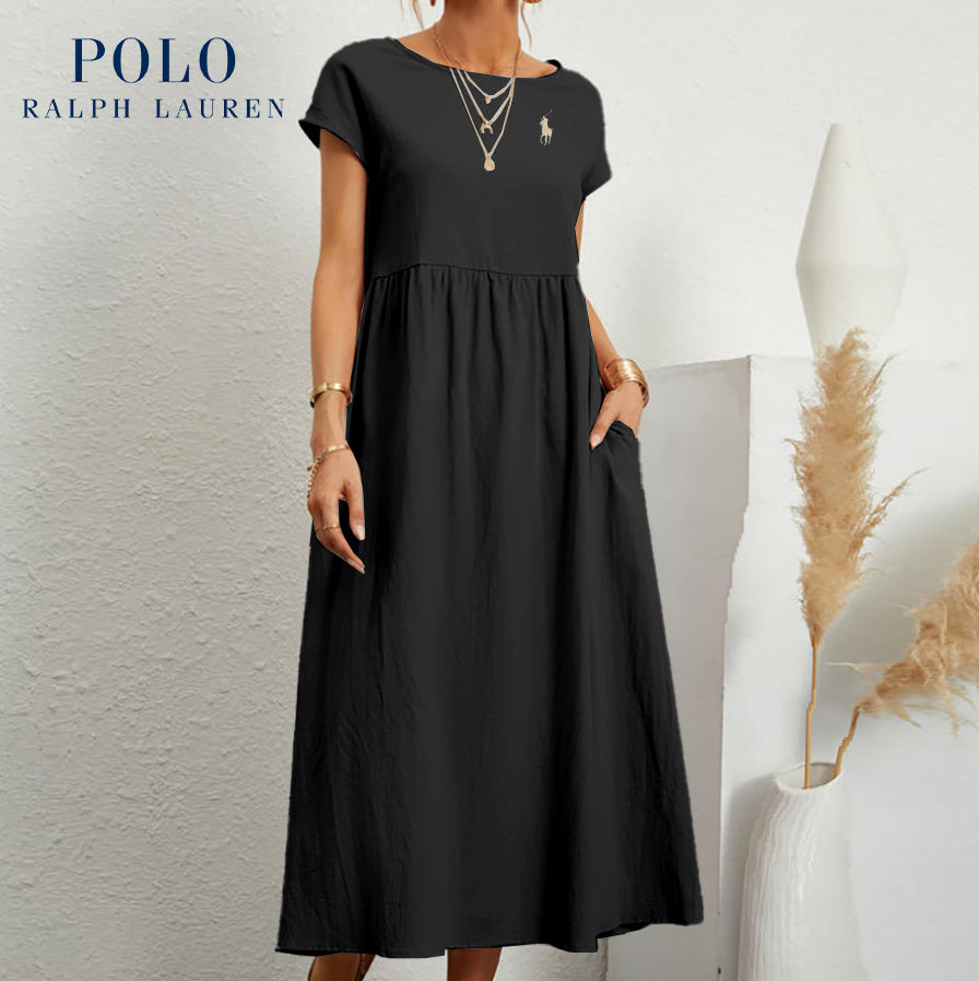 Ralph Lauren "Coastal Ease" Dress – Linen & Cotton, Pleated Finish