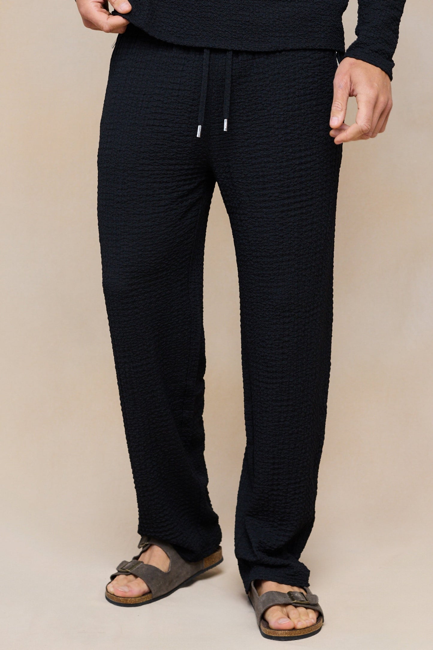 Artie Ruched Textured Trouser - Black