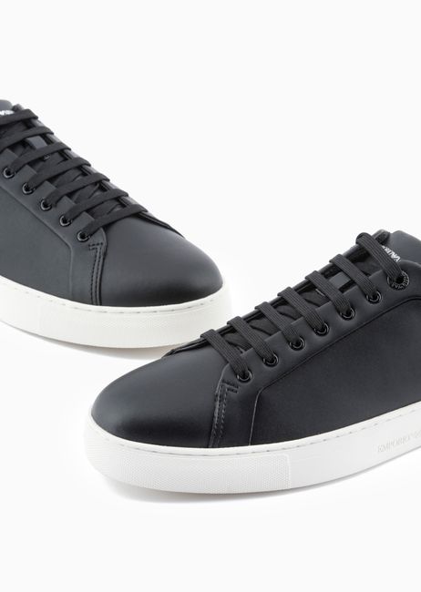 Leather Sneakers with Logo on the Sole AX