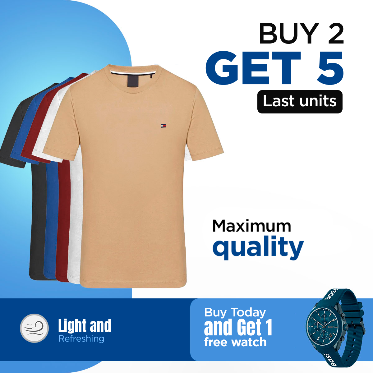 KIT TOMMY SHIRTS [PAY 2 GET 5] + WATCH