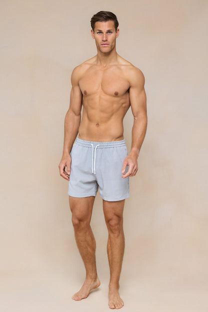 Vittorio Seersucker Swim Short - Black/White