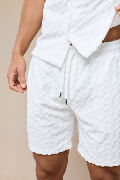Fontana Flocked Towelled Short - Ecru