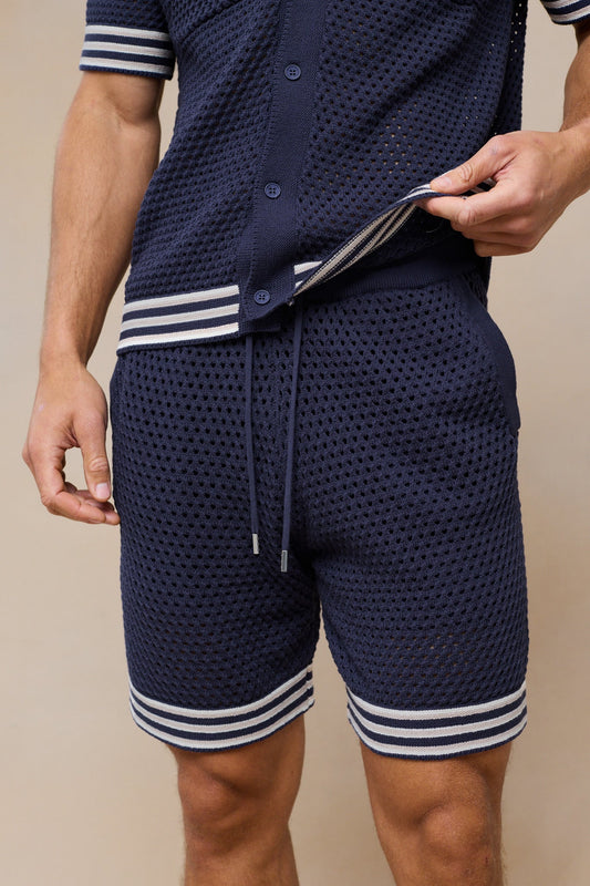 Cipressi Crochet Knit Short - Navy