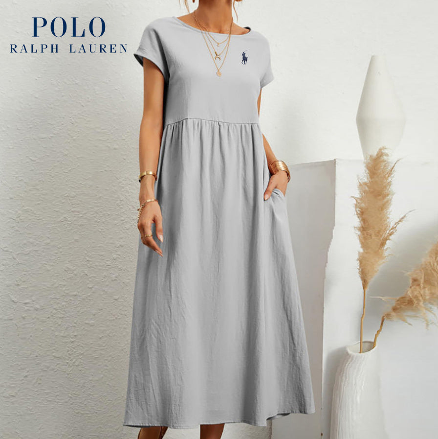Ralph Lauren "Coastal Ease" Dress – Linen & Cotton, Pleated Finish
