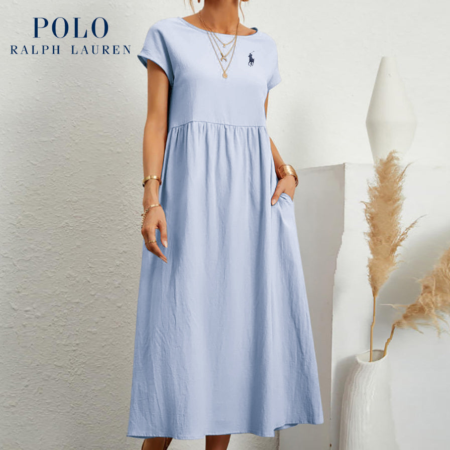 Ralph Lauren "Coastal Ease" Dress – Linen & Cotton, Pleated Finish