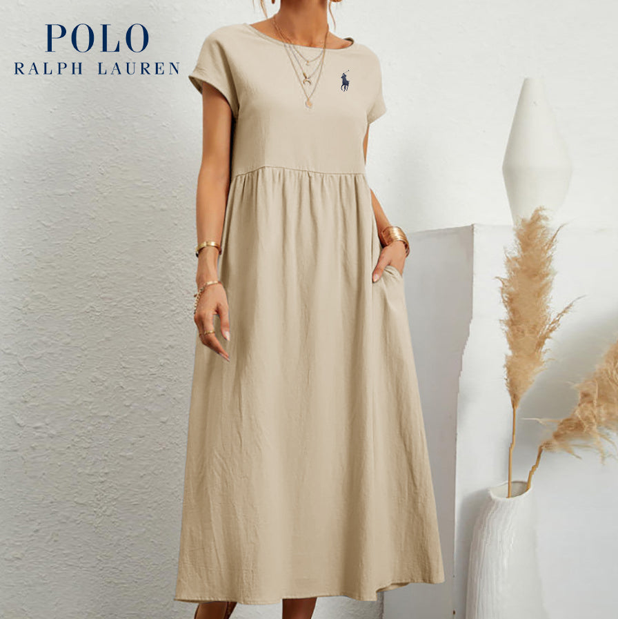 Ralph Lauren "Coastal Ease" Dress – Linen & Cotton, Pleated Finish