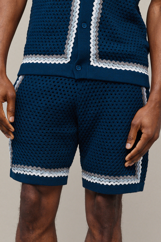 Marconi Crochet Knit Short - Navy