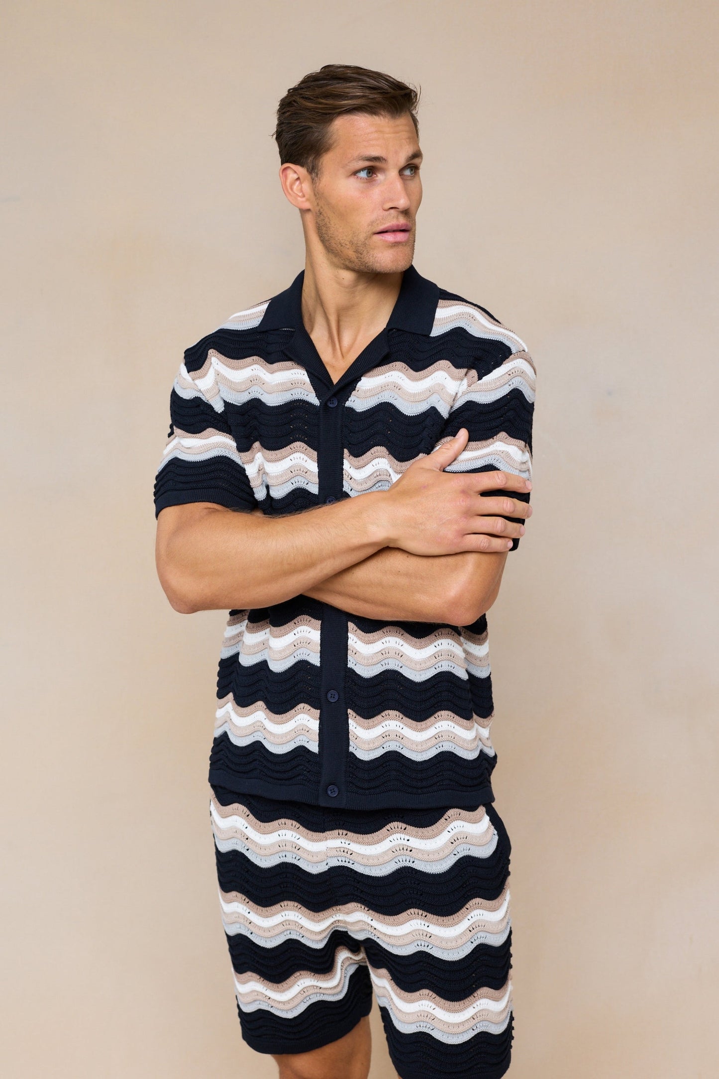 Primavera Crochet Knit Shirt - Black/Brown