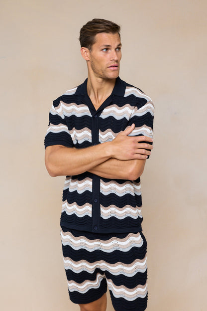 Primavera Crochet Knit Shirt - Black/Brown