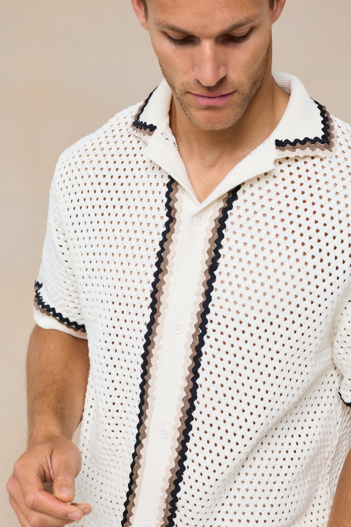 Marconi Crochet Knit Shirt - Ecru