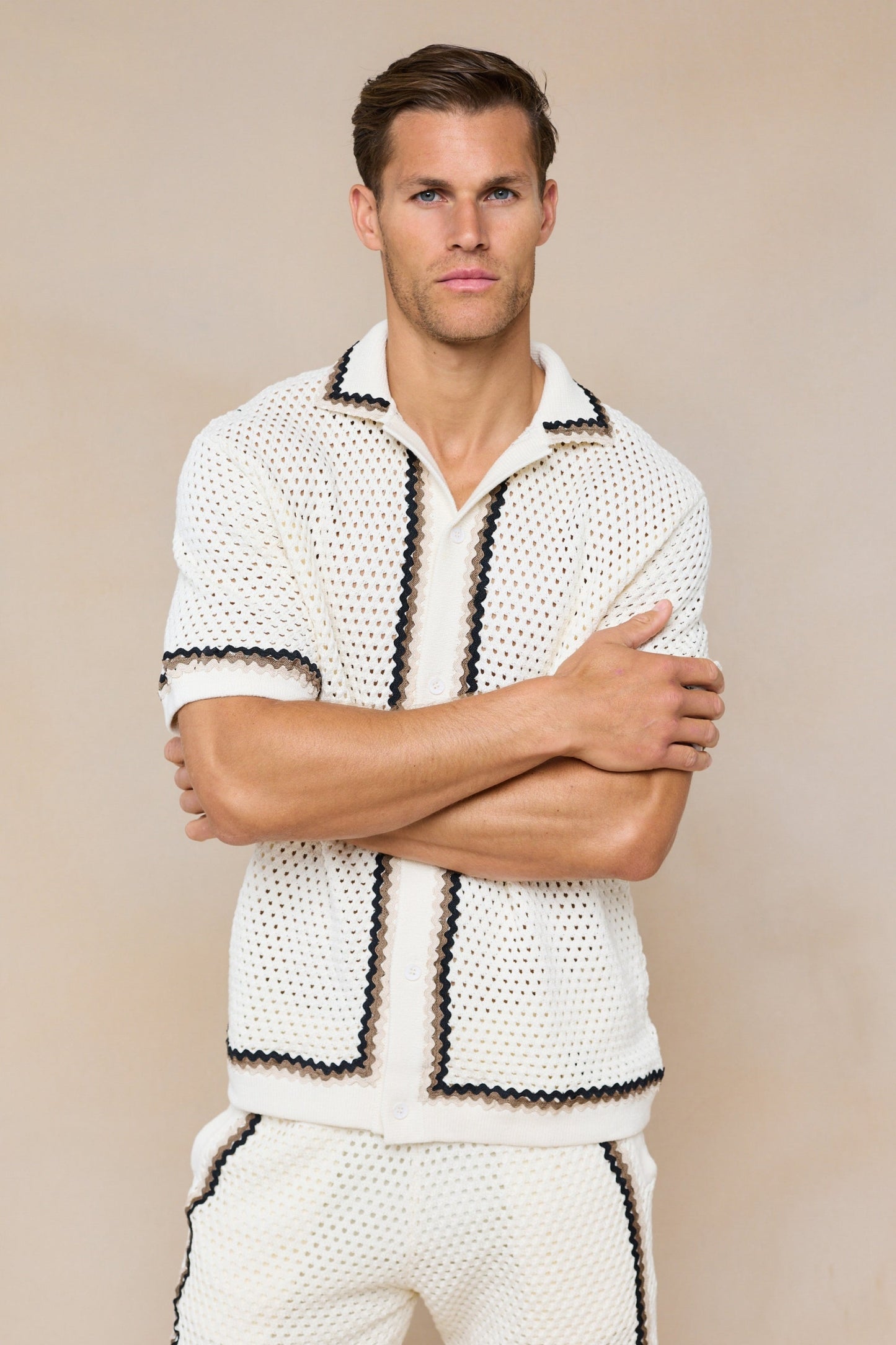 Marconi Crochet Knit Shirt - Ecru