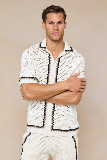 Marconi Crochet Knit Shirt - Ecru