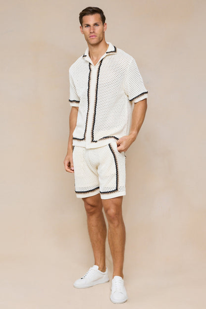 Marconi Crochet Knit Shirt - Ecru