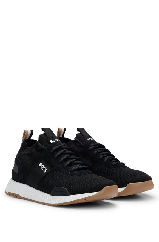 Branded Mesh Sneakers with Suede Finishes HB