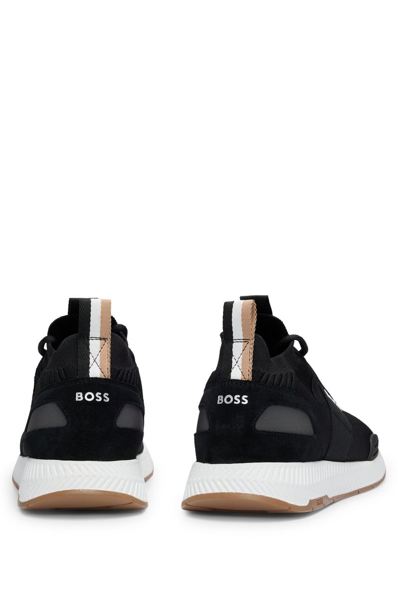Branded Mesh Sneakers with Suede Finishes HB