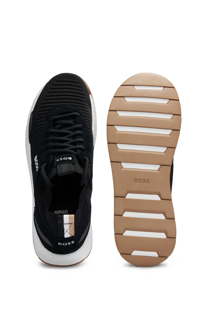 Branded Mesh Sneakers with Suede Finishes HB