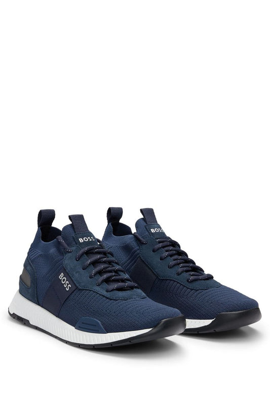 Branded Mesh Sneakers with Suede Finishes HB