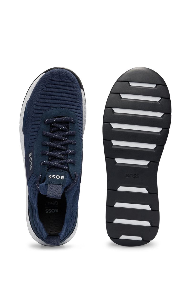 Branded Mesh Sneakers with Suede Finishes HB