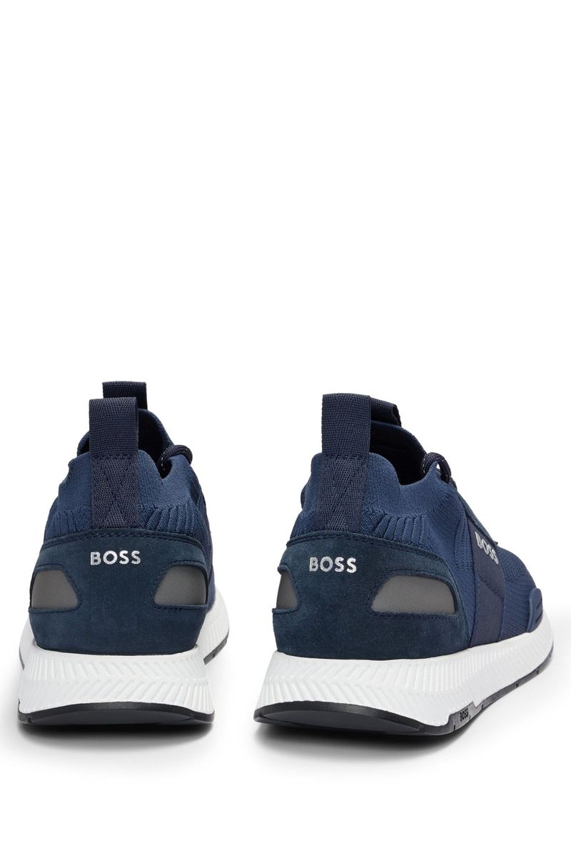 Branded Mesh Sneakers with Suede Finishes HB