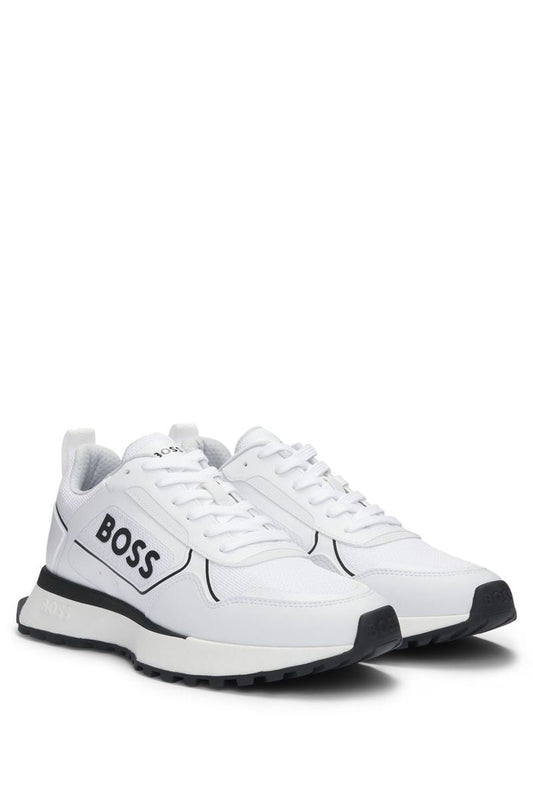 Mixed Material Sneakers with Side Logo HB