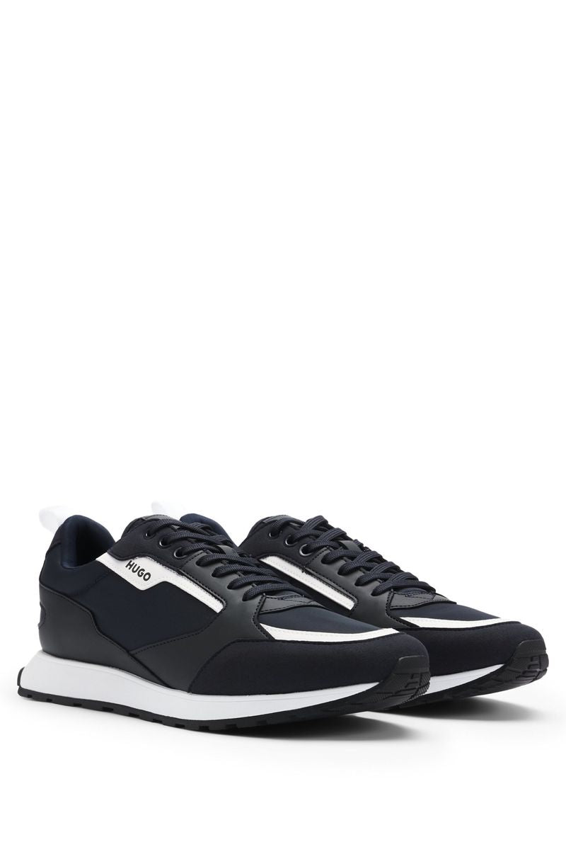 Mixed Material Sneakers with Brand Details HB