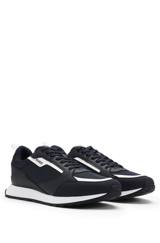 Mixed Material Sneakers with Brand Details HB