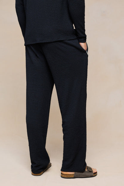 Artie Ruched Textured Trouser - Black