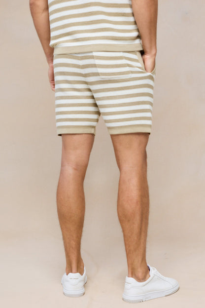 Lattolo Striped Knit Short - Ecru/Beige