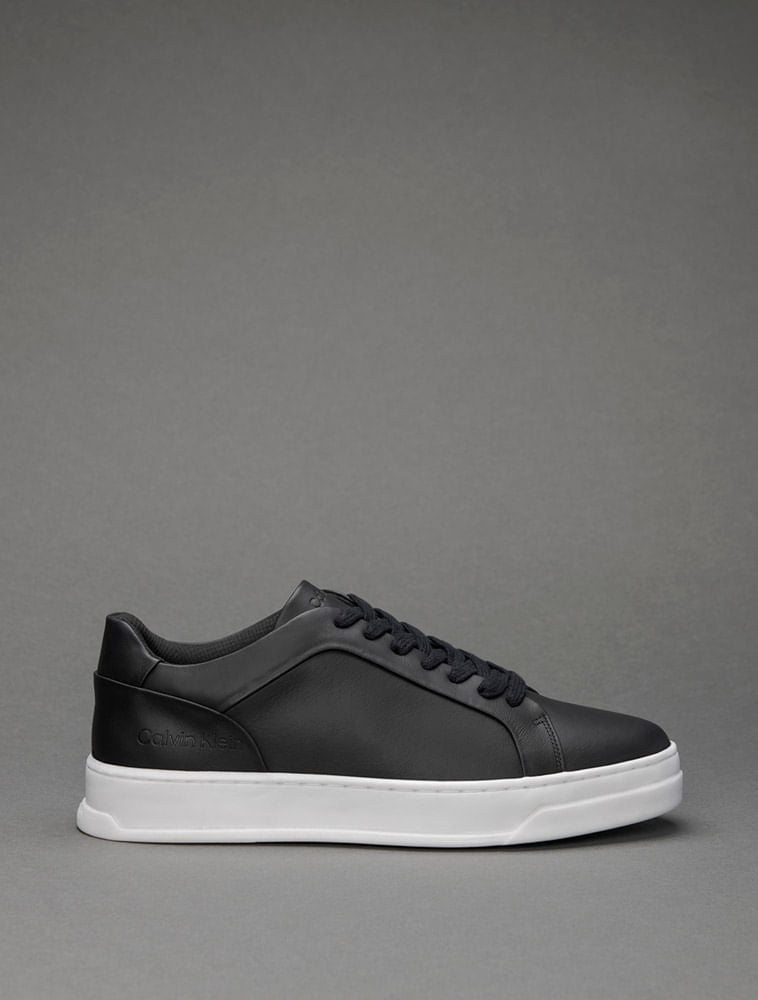 CK Men's Low-Top Leather Sneakers in Black