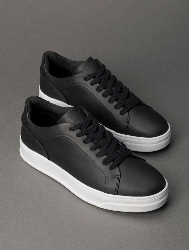 CK Men's Low-Top Leather Sneakers in Black