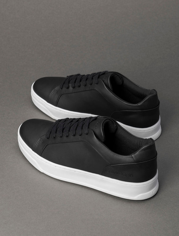 CK Men's Low-Top Leather Sneakers in Black