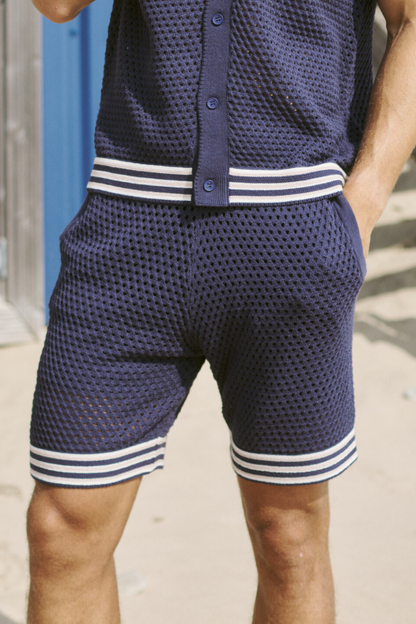 Cipressi Crochet Knit Short - Navy